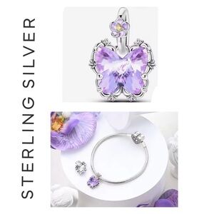 🐘🐘 S925 Sterling Silver Murano Glass Butterfly Charm